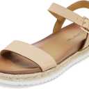 DREAM PAIRS Women’s Open Toe Ankle Strap Espadrille Casual Flatform Platform Wedge Sandals, 8.5