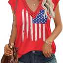 Zeagoo Women's Summer Casual V Neck Cap Sleeve Tank Tops Guipure Lace Shirt Blouse, S