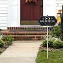T&R No Soliciting Sign for House with 42" Stake 2 Pack - 13.5"x7" .040 Rust Free Aluminum, Reflective, Waterproof, Weatherproof and Fade Resistant, 4 pre-drilled holes,Includes Matching Screws & Wrench, Easy to Mount
