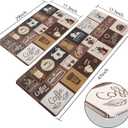 Coffee Kitchen Mats Sets 2 Piece Cushioned Anti Fatigue Kitchen Rugs,Farmhouse Kitchen Rugs Waterproof Non-Slip Comfort Mat for Kitchen, Home, Office, Laundry (Light Coffee)