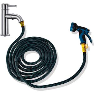 Lotoo Indoor Sink Hose Attachment for Faucet 25ft, Faucet Hose for Kitchen Sink or Bathroom Sink Faucet with 10Function Nozzle, Watering, Washing Pets, Household Cleaning and Car Washing