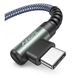 AINOPE 3.3FT USB C Cable 3.1A Fast Charge, Right Angle USBC Charge Cable, Resistant Nylon Braided USB Type C Cable Compatible Galaxy S10 S9 S21, LG V30,V20,G6USB C Fast Charging Cable (Grey)