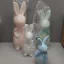 Youyole 5 Pcs Easter Decorations Pastel Flocked Bunny Figurines with Bow Tie (15.5", 13", 10", 7.9", 5.9") Flocking Rabbit Tabletop Mantel Decoration for Easter Centerpieces for Spring Decor Supplies