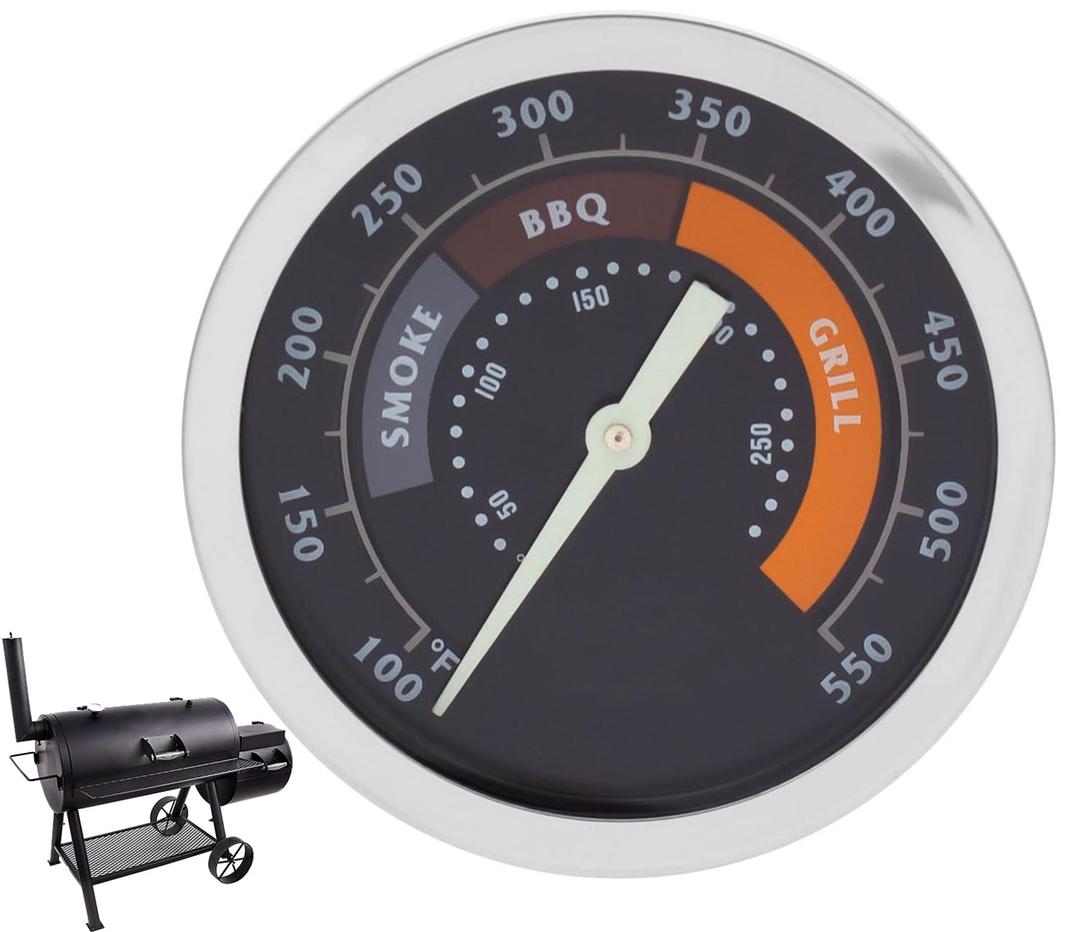 Smoker Thermometer Gauge for Oklahoma Joe's Smoker Accessories 3695528R06 Oklahoma Joe Grill Parts Accurate Heat Indicator for Most 13/16-inch Opening Charcoal Gas Grills & Charcoal Smokers, 550F, 1PC