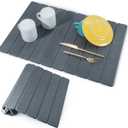 Large Stone Dish Drying Mat for Kitchen Counter 24" x 16" Diatomaceous Earth Quick Dry Water Absorbing Mat Roll up Drying Pads Countertop Mats For Plates Dishes Rack Matt Finish -Dark Gray