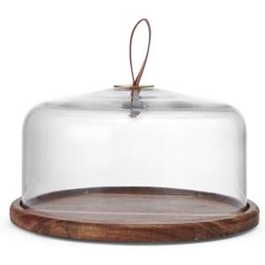 Mikasa Glenwood Wood Cake Plate Stand with Glass Dome, 9.75 inch