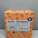 Pura Sensitive Skin Baby Diapers | Size 4 (18-31 lbs) | Hypoallergenic, Totally Chlorine Free, Fragrance Free, Up to 12-Hour Leak Protection | 6 Packs of 22 (132 Diapers)