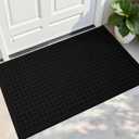 PLEASOR Front Door Mat Indoor Outdoor Entrance, Dirt Resistant and Absorbent Doormat, Sturdy Non-Slip Backing Entry Mat, Fade Resistant, Easy Clean Low-Profile Entryway Mat, 36x24, Black