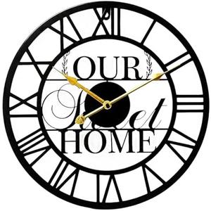 YTAONS Wall Clock Roman Numerals Skeleton Clock Retro Non-Ticking Clocks Living Room Cafe Office Bedroom Home Decor Clocks (Our Home)