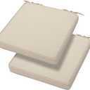 Magpie Fabrics Indoor Outdoor Waterproof Square Chair Cushion, 18" x 18" x 2.5", 2 Pack, Water Resistant Seat Cushions, for Patio Garden Office, Olefin Beige