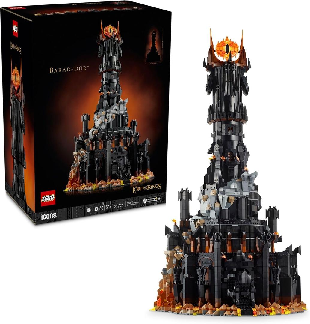 LEGO Icons Lord of The Rings Barad-dr Building Set for Adults - Lord of The Rings Collectible for Fans - Includes 6 Minifigures - Gift for Men and Women - 10333