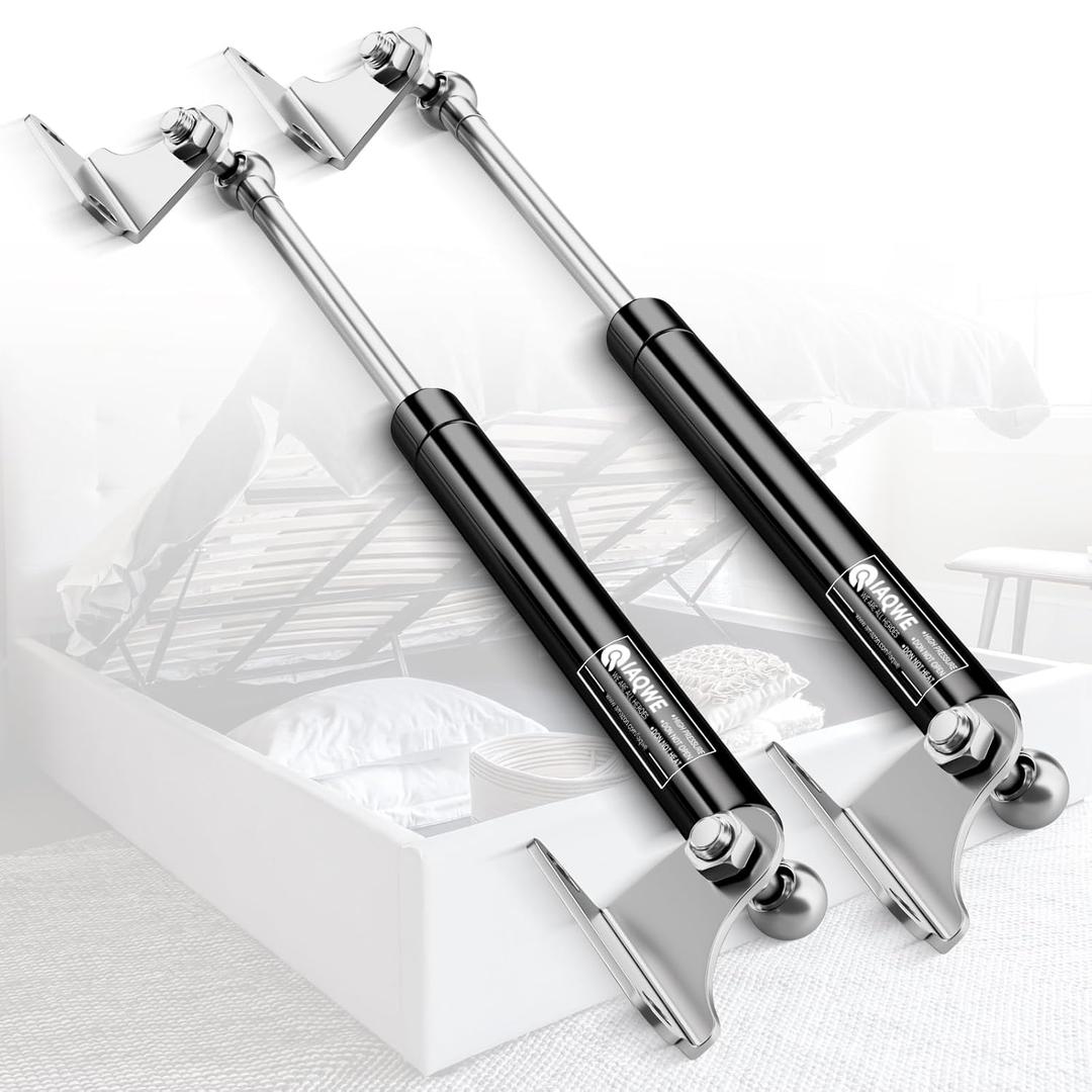 IAQWE 13 Inch 100Lbs/445N Gas Struts Spring Shocks Lift Support for RV Bed Heavy-Duty Tool Box TV Cabinet Trap Door Truck Canopy Cover Trailer Floor Hatch Lid (Application: 80-110lb Lid) 2pcs