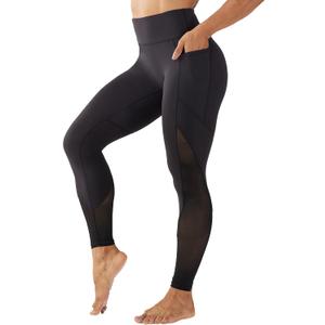 ONGASOFT High Waisted Yoga Pants for Women Running Workout Mesh Leggings Side Pockets Squat Proof Tummy Control, M