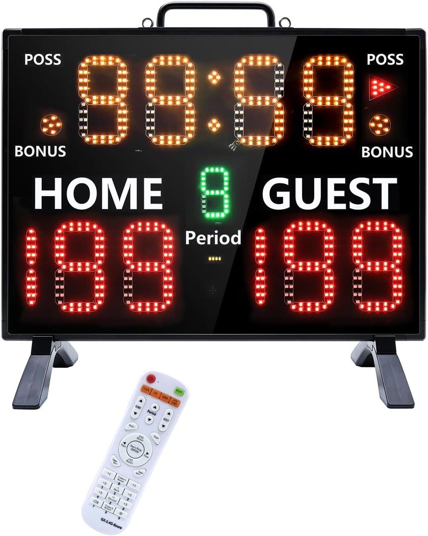 LUCKY TIME Electronic Basketball Scoreboard with Buzzer, Digital Scoreboard with Remote,Portable Score Keeper Battery Powered Score Board for Sports Games