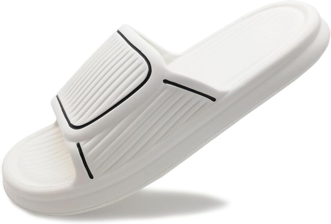 Cloud Slides for Women and Men Pillow House Slippers Non-Slip Shower Shoes Fit Bathroom Bedroom Pool Beach (6-7.5 Women/4.5-5.5 Men, White)