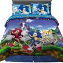 Franco Kids Bedding Super Soft Comforter and Sheet Set, 5 Piece Full Size, Sonic The Hedgehog, Anime