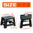Korpai 9" Folding Step Stool for Adults,Kids,Non-Slip Folding Stools with Portable Handle,Plastic Foldable Step Stool for Kitchen ect,Black,1PC