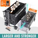 EchoSmile Collapsible Foldable Extended Wagon with 500Lbs Weight Capacity, 300L Folding Utility Wagon Cart with Big All-Terrain Wheels for Beach,Sport,Garden&Grocery (Black)