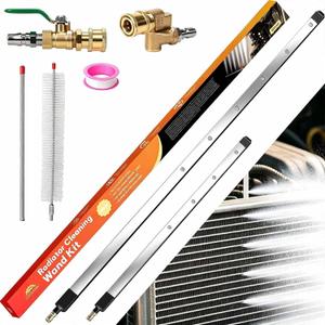 40" & 24" Upgraded Radiator Cleaning Wand (2PCS) With 25 Fan Nozzles,Water and Air Dual-Use 4500 PSI Pressure Washer Tool Set for Car,Truck and Other Vehicles.