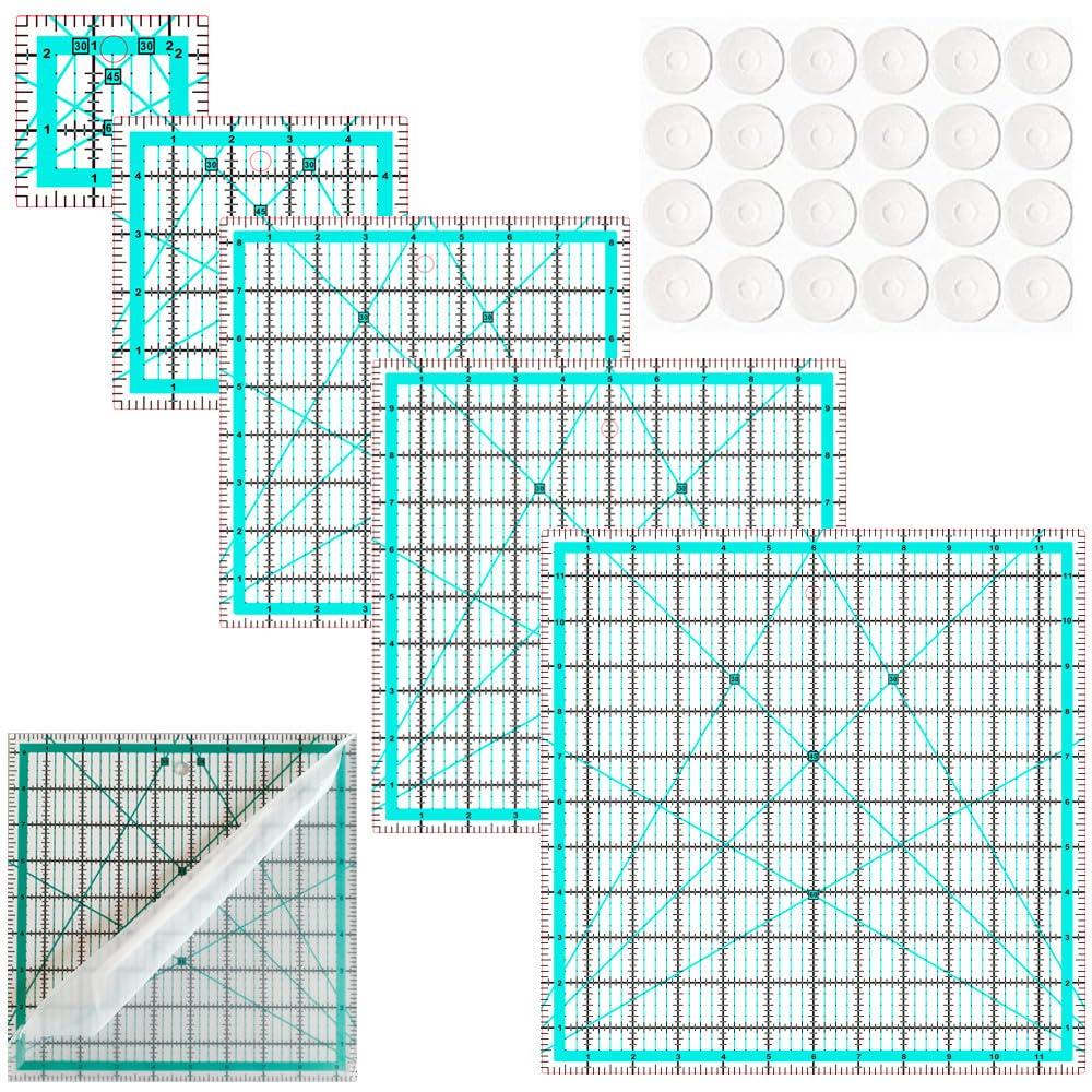 Quilting Rulers(2.5", 5", 8.5", 10",12"),5 Square Ruler Quilting Templates,Quilting Ruler Acrylic Rulers