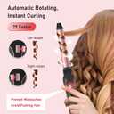 Rotating Curling Iron 1 Inch - Automatic Curling Iron for All Hair Type, Fast & Effortless Auto Curling Wand with Fast Heating LCD Display 250F-450F for Lasting Beach Waves