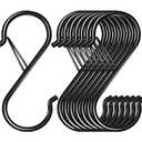 Waitkey 8 Pack S Hooks for Hanging, 3.5 inch Heavy Duty Metal S Hooks with Safety Buckle S Shaped Hooks Pot Rack Closet Hooks for Hanging Plants, Clothes, Kitchen Utensil, Pots, Pans, Bags (Black)