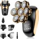 SHPAVVER Head Shavers for Bald Men: 5-in-1 Upgraded Electric Razor - IPX7 Waterproof Shaving Grooming Kit for Balder - Turbo Speed & Precision Blades (Ink Gold)