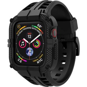 Rugged Watch band Compatible with Apple Watch Series 9 Band for Men (45mm/44mm/42mm, Black)