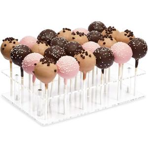Stockroom Plus Clear Acrylic Cake Pop Stand for Dessert Table 9 x 5.9 Inch with 24 Holes - Candy & Cake Pop Holder Display & Drying Rack - Cakepop Stand Display