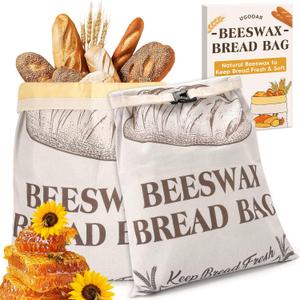 Natural Beeswax Bread Bags for Sourdough and Homemade Bread, Reusable Bread Storage Bags, XL Large Capacity, Freshness Keeping and Freezer Safe, 2 Pack | All Natural Beeswax