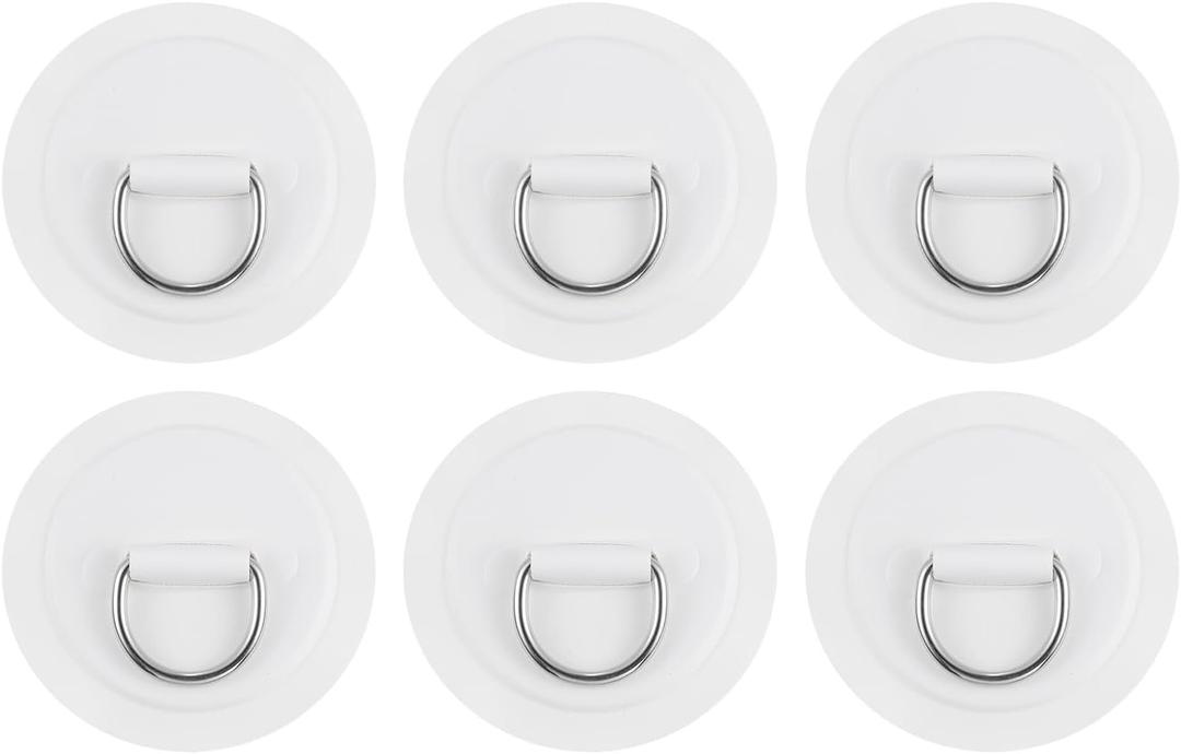 PATIKIL D-Ring Patch Stainless Steel D-Ring PVC Patch Pad No Glue Include for Inflatable Boat Paddle Board Canoe Surfboard (White)