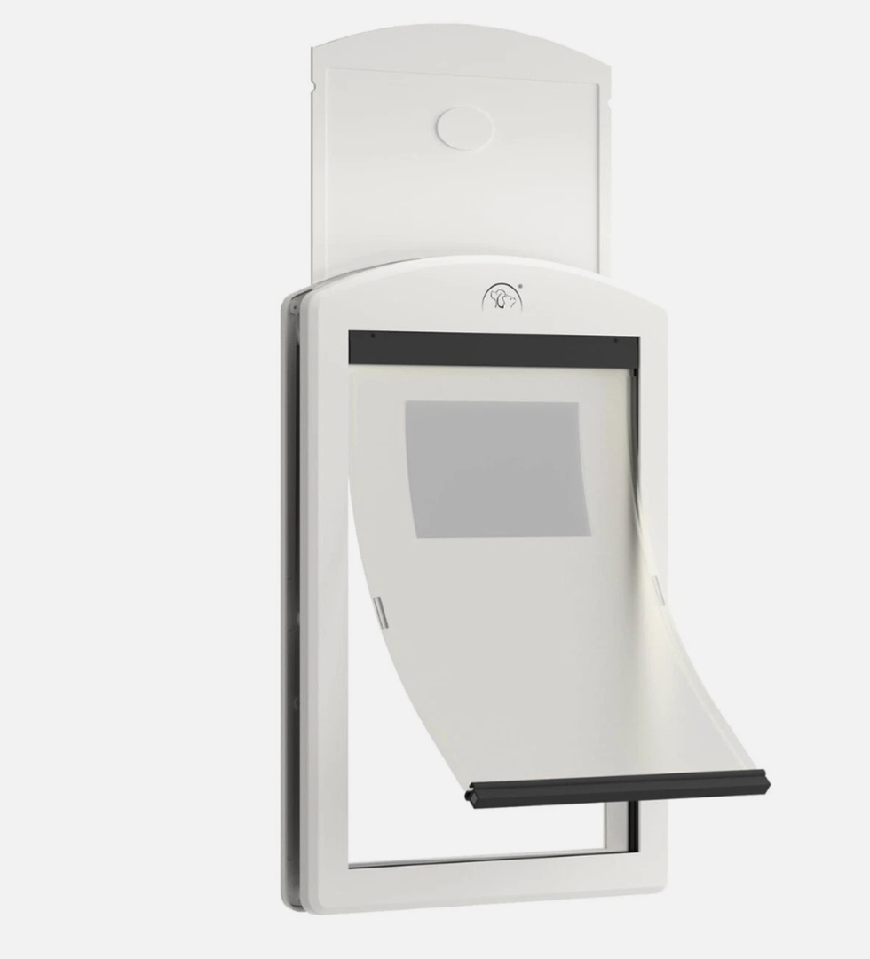 White Frame Dog Doors for Medium Pets, Strong Plastic W/ Sliding Lock 27x37CM