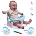 Baby Bath Seat for Babies 6 Months & up, 360 Stable Toddler Bath Chair with one-Touch Button, Back Hollow Design, Water Temperature Card & 4 Suction Cups for Safety 