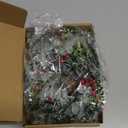 4 Pcs 8" Mini Christmas Wreaths for Kitchen Cabinet Small Christmas Candle Rings Wreaths, Front Door Pillars/Home Table Centerpieces Hanging Garlands, for Windows/Wedding Decor (No Red Ribbon)