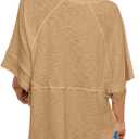 Womens Summer Casual Crewneck Batwing Half Sleeve T-Shirts Casual Loose Solid Color Blouse Basic Tee Tops (M)