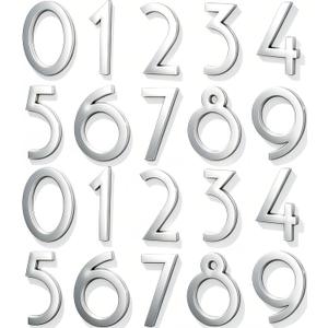 Self Adhesive Mailbox Numbers, 2.8 Inch Door Address Sign Number Stickers for Aprtment Office Room Home Decor Project. (Silver)