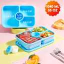 Canfanni 4 Pcs Bento Snack Box Containers, 4 Compartment Divided Stackable Food Storage Containers with Lids, Meal Prep Lunch Container with Sauce Cups