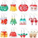 Remuuly 12 Pairs Christmas Diamond Art Earrings Making Kit 5d DIY Dangle Drop Diamond Art Painting Earrings Ornament Christmas Tree Santa Snowflake Snowman Jewelry Making for Adults Women Tool Kit