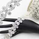 PEARLY JUN 1 Yard Rhinestone Trim Chain Sliver Applique Stringing Ribbon DIY Jewelry Wedding Party Bracelets Craft Bridal Bouquets Embellishment Accessories