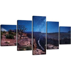 Grand Canyon National Park Wall Art Arizona Art Wall Decor Picture Canvas Print Bright Starry Sky Poster Nature Landscape Painting Frame Home Living Room Bedroom Decoration(60''Wx32''H) (60Lx 32W-11)