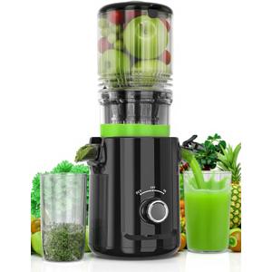 Cold Press Juicer - 5.3" Large Feed Chute Juicer Machines for Whole Vegetables & Fruits, 99% High Juice Yield, Quiet & Easy to Clean Slow Masticating Juicer, BPA-Free, Preserves More Nutrients (Black)