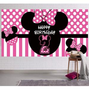 Minnie 2nd Birthday Backdrop, Minnie 2nd Birthday Banner Party Supplies, Minnie 2 Bday Decorations Photography Background (6.6 x 3.3 ft)