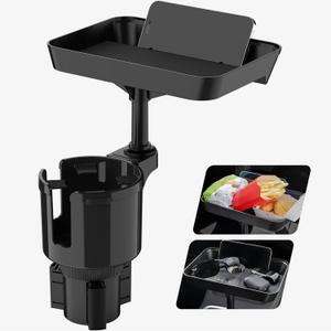 TYKOR Car Cup Holder Tray, Cup Holder Expander Adapter for Car, 9.5 Car Food Tray Table for Eating, Car Essentials Fits Yeti, Hydro Flask 16-46 oz