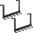 Peasulin 2 Pack Over The Door Hooks, Sturdy Door Hanger, Large Over The Door Towel Rack with 6 Hooks, Heavy Duty Easy to Install, for Bathroom, BedroomKitchenHanging Towels, Coats (Black).