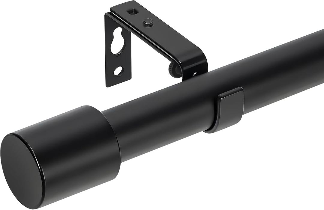 Professional 1 Inch Extra-Long Black Curtain Rod Set - Heavy Duty Adjustable 120 to 240 Inch Rod for Giant Windows - Includes Brackets & Decorative Finials for Bedroom, Living Room,