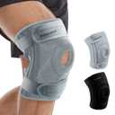 Knee Brace for Men Women with Side Stabilizers & Patella Gel Pad,Non Slip Adjustable Knee Compression Support for Pain Relief,Meniscus Tear,ACL,Arthritis,Injury Recovery,Running, Pack of 1, Grey