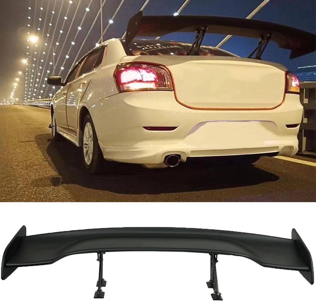 57 Inch Universal Rear Trunk Spoiler Wing GT Style ABS Racing Car Spoiler Compatible with Sedan Coupe Hatchback Wide Adjustable Rear Spoiler Wing Matt Black