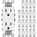 BESTTEN 20 Pack 15 Amp Decor Electrical Wall Outlet Receptacle, Non-Tamper-Resistant, 15A/125V/1875W, for Residential and Commercial Use, UL Listed, White