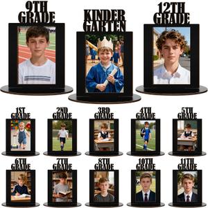 AceOrbit 13 Pcs K-12 Picture Frame 4 x 6 Inch Kindergarten Through 12th Grade Picture Frame Grad School Photo Display for Graduation Party Supplies(Black)