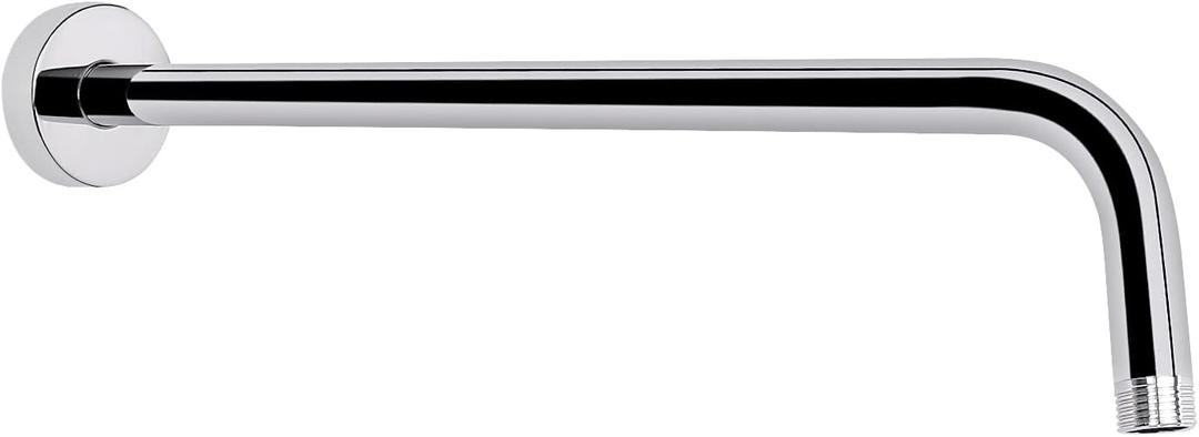 HarJue Shower Arm with Flange and Teflon Tape, Wall Mounted Shower Pipe 304 Stainless Steel Extension Arm for Fixed Shower Head & Handheld (15 Inch, Chrome)